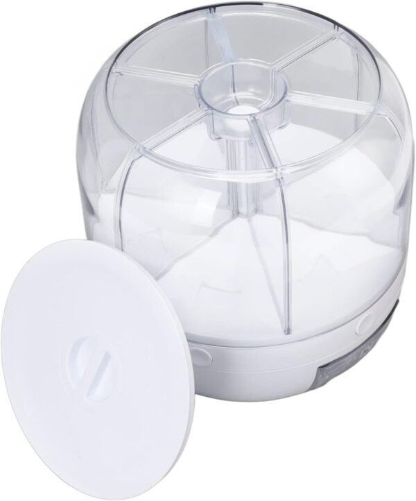 Genius 13.2lb Cereal Rice and Grain Storage Container, 360°Rotating Dry Food Round Dispenser, 6 Compartment Kitchen Organizer with Lid Moisture Resistant for All Beans, Barley, Millet - Image 3