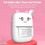 Portable Mini Pocket Printer Cute Thermal Printer with Thermal Printing Paper USB Cable for Note Photo Web Document Printing,(Pink)