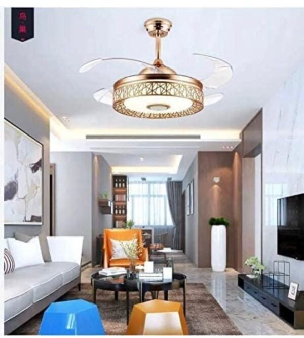 MODI 42 inch Ceiling Fan with LED Light Kit Remote Control Modern Blade Noiseless copper Motor, Dimming and Color Temperature Adjustment, 3-speed, tricolor adjustable (Gold) - Image 5
