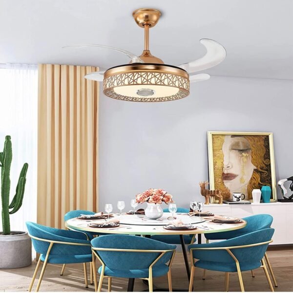 MODI 42 inch Ceiling Fan with LED Light Kit Remote Control Modern Blade Noiseless copper Motor, Dimming and Color Temperature Adjustment, 3-speed, tricolor adjustable (Gold) - Image 6