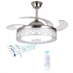 Generic Ceiling Fan with Lights 42 inch, Sliver 4-Blades Fans Chandelier Remote Control Retractable