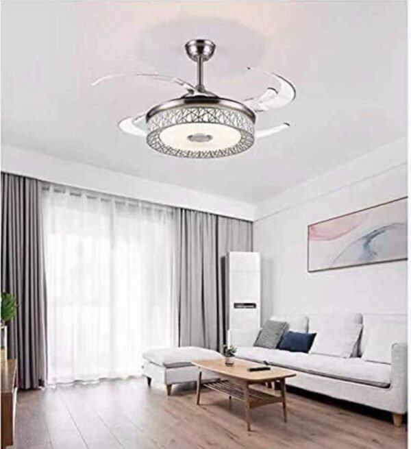 Generic Ceiling Fan with Lights 42 inch, Sliver 4-Blades Fans Chandelier Remote Control Retractable - Image 6